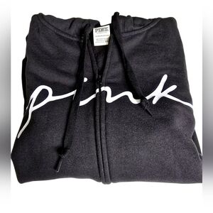 PINK VS Zip Fleece Black Hoodie